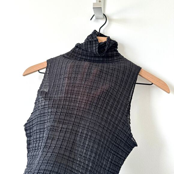 ZARA Black Semi-Sheer Sleeveless Top Size M - Picture 2 of 7